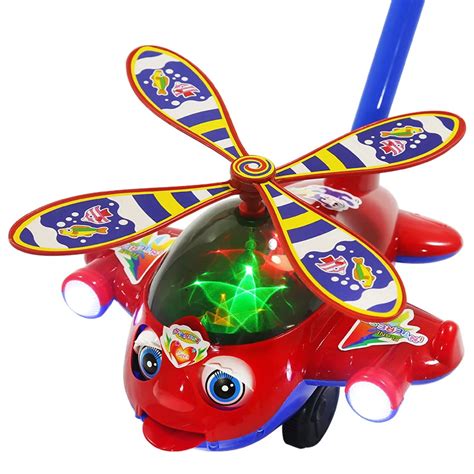 Toys for Children Helicopter Plane Hand Pushing Toy Gifts Kids Children Fun Large Rods Heli With ...