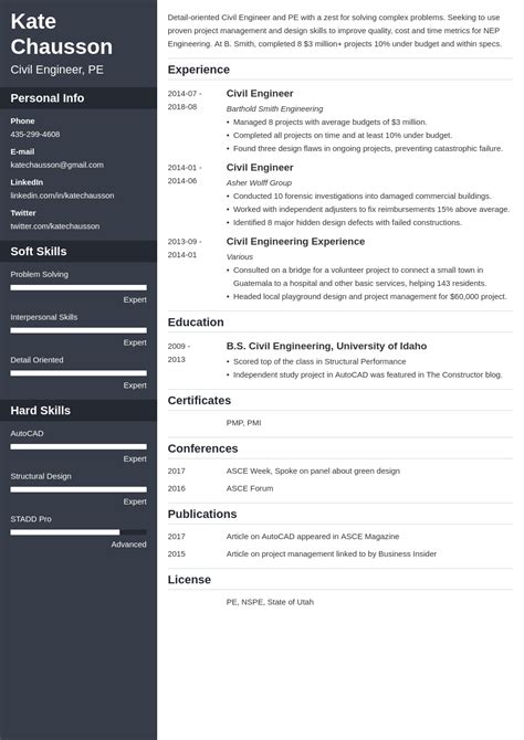 Civil Engineer Resume Examples And Writing Guide Template