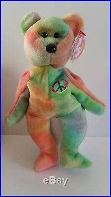 TY Peace Bear Beanie Baby Rare Retired China 1996 Mint Condition Bb B