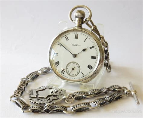 Antiques Atlas - Antique Silver Waltham Pocket Watch & Chain