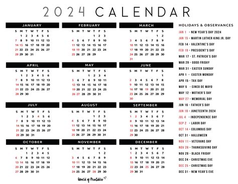 Print Free 2024 Calendar With Holidays And National Days Uiuc Fall