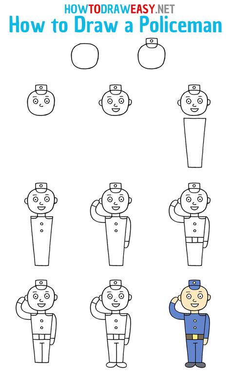 How To Draw A Policeman For Kids How To Draw Easy