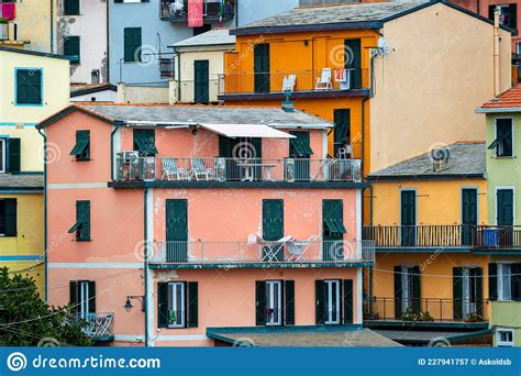 Scenic View Of Colorful Village Manarola And Ocean Coast In Cinque