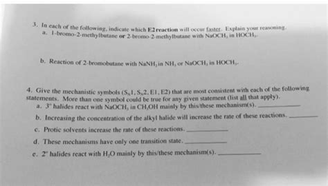 Solved N Each Of The Following Indicate Which E2 Reaction