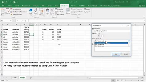 Create A Macro In Excel For Printing By Chris Menard Youtube