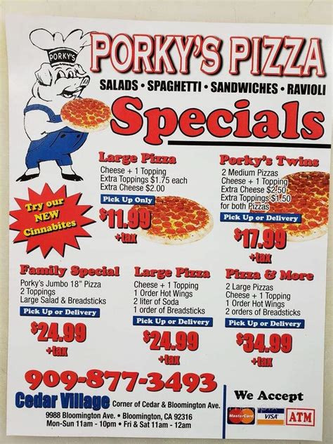 Online Menu Of Porkys Pizza Bloomington Ca