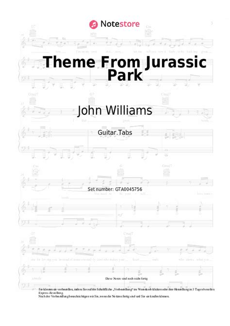 John Williams Theme From Jurassic Park Akkorde Gitarren Tabs Bei Note Store De Gitarre Tabs