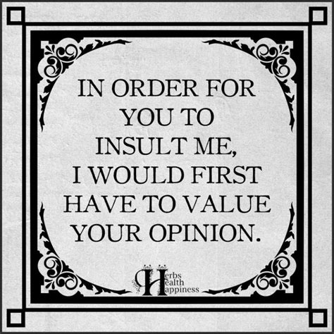 In Order For You To Insult Me I Would First Have To Value Your Opinion