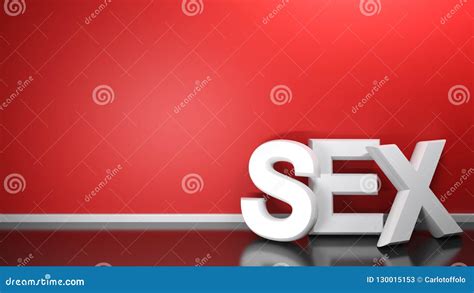 Sex White 3d Write At Red Wall 3d Rendering Stock Illustration