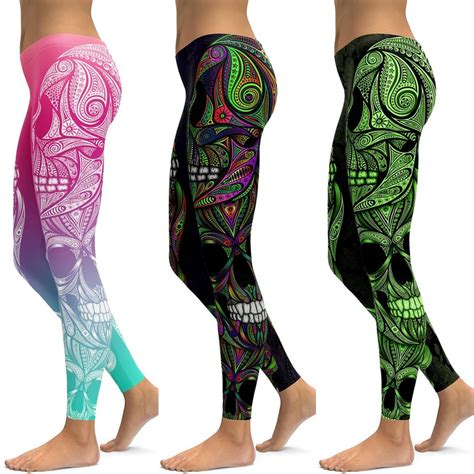 Li Fi Ornamental Skull Leggings Women Yoga Pants Gym Leggings Fitness