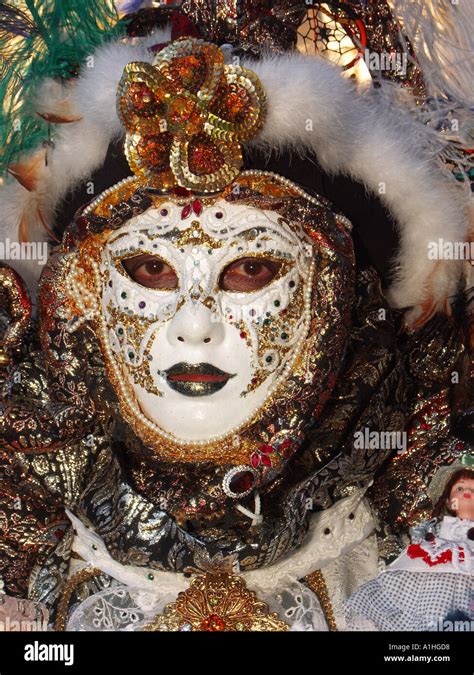 Person Wearing Carnival Costume And Mask Venice Yearly Winter February