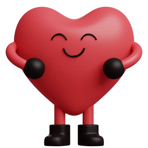 D Cartoon Hearts Happy Character Heart D Render Illustration