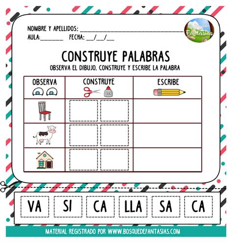 Cuadernillo de SÍLABAS para recortar y formas nuevas palabras