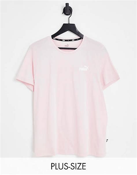 Puma Plus Essentials T Shirt Rosa Gesso Con Logo Piccolo Asos