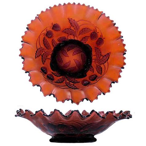 Carnival Glass Eapg Bowl In The Strawberries Pattern Reuzeit Emporium