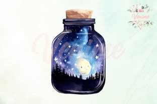 Starry Sky Inside The Jar Watercolor Graphic By Venime Creative Fabrica