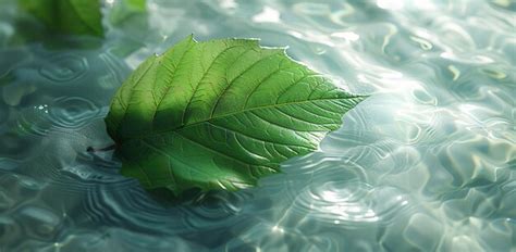 Una Hoja Flotando En El Agua Foto Premium