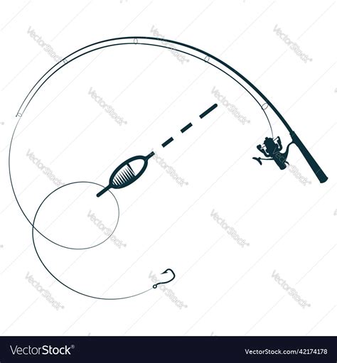 Fishing Rod With Line Float And Hook Royalty Free Vector