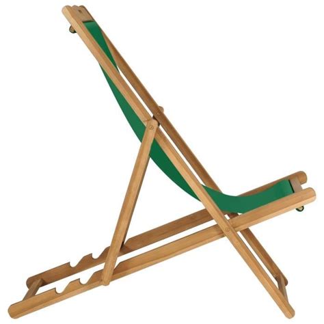 Lex Chaise De Plage Pliable Bois De Teck Solide Vert Qqmora