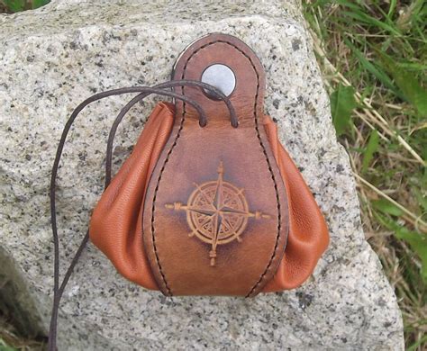 Leather Pouch Compass Design 16 Colors Available Etsy