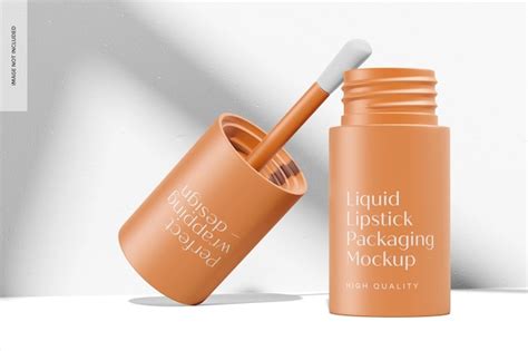 Premium Psd Liquid Lipstick Packaging Mockup Opened