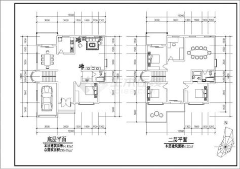 某地豪华二层别墅建筑施工图（共4张）联排别墅土木在线