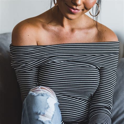 Off Shoulder Stripe Top Striped Top Fashion Tops