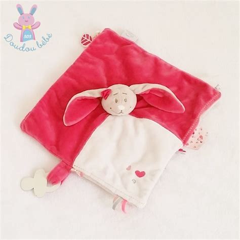 Doudou Plat Lapin Anna Pili Rose Beige Blanc C Urs Noukie S