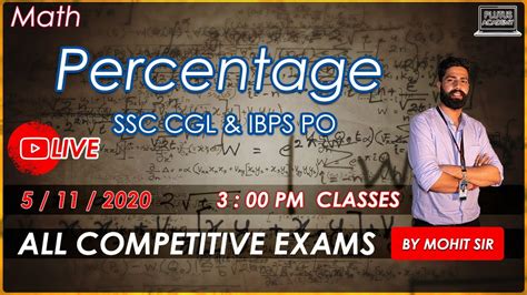 Math Percentage Live Class Important For Ssc Cgl Ibps Po By Mohit Sir