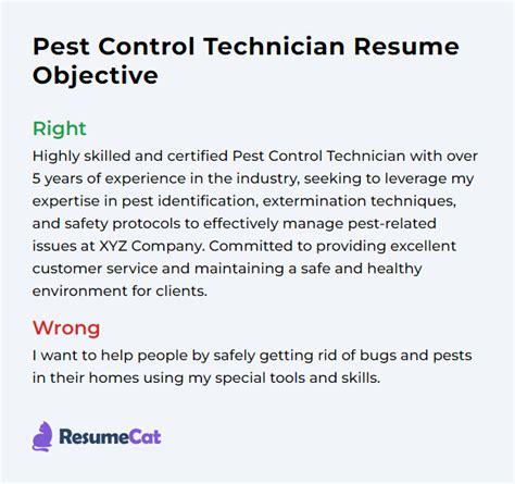 Top 17 Pest Control Technician Resume Objective Examples