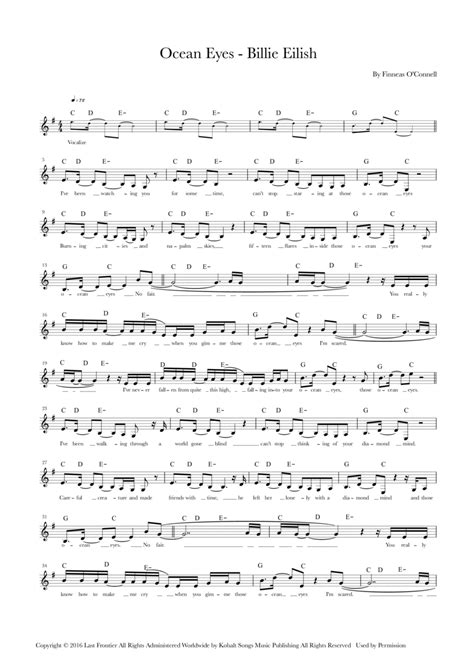 Ocean Eyes Arr Jose Orlando Luciano By Billie Eilish Sheet Music For