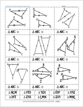 Writing Congruence Statement for Congruent Triangles ~ Sorting Activity