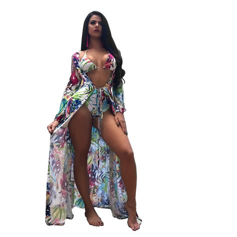 Floral Printed Bikini Three Piece Set