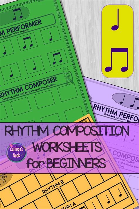 Beginner Rhythm Worksheets 1 Quarter Eighth Notes Composition Form