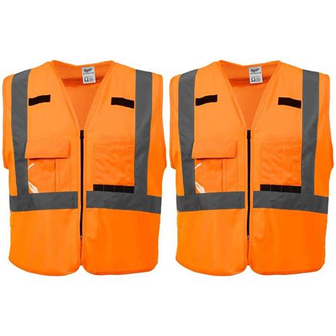 Milwaukee Large X Large Orange Class 2 High Visibility Safety Vest With