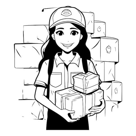 Mujer De Entrega Con Cajas Avatar Personaje De Dibujos Animados