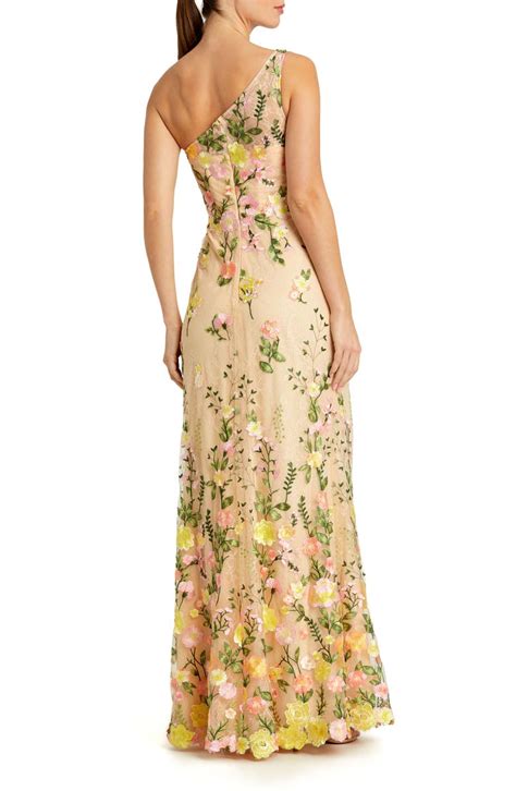 Mac Duggal Floral Embroidery One Shoulder Gown Nordstrom