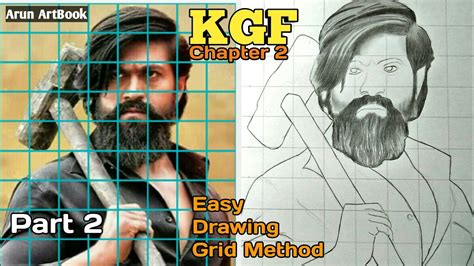 Kgf Chapter 2 Yash Drawing Kgf Hair Drawing Grid Method Kgf