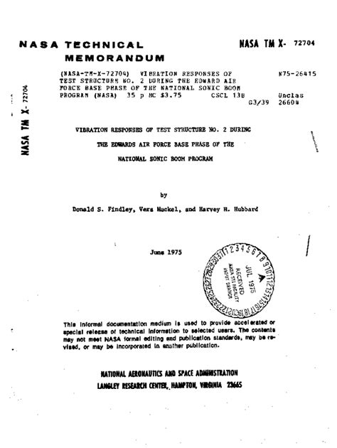 Fillable Online Ntrs Nasa Vibration Responses Of Test Structure No