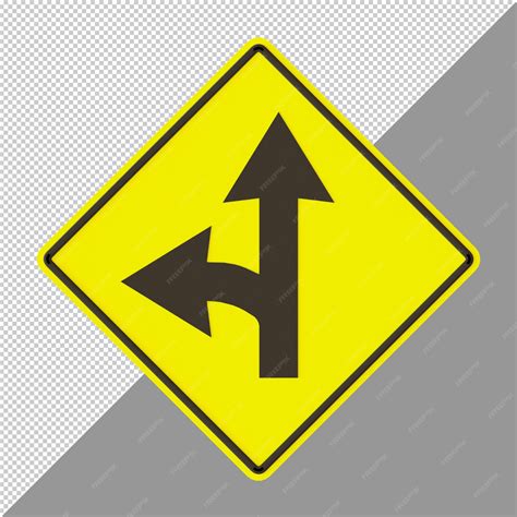 Premium Psd Left Turn Split Road Sign 3d Render Illustration