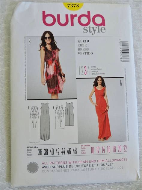 Burda Size Misses Empire Waist Dress Sewing Pattern Etsy