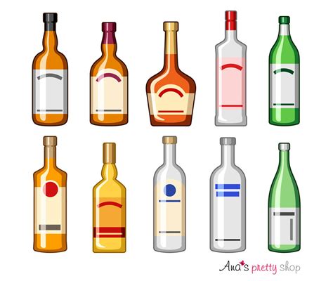 Botellas De Alcohol Clipart Bebidas Botella De Bourbon Etsy Espa A