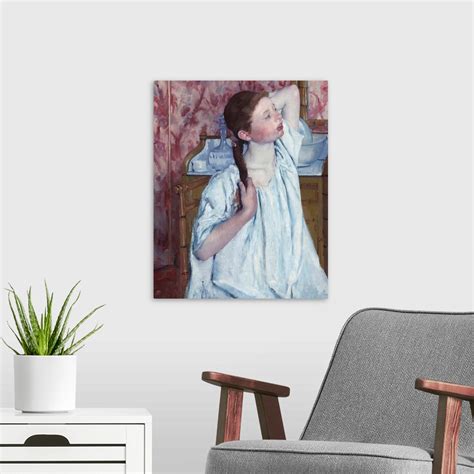 Girl Arranging Her Hair By Mary Cassatt 1886 Wall Art Canvas Prints