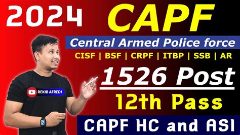 CAPF HC And ASI Recruitment 2024 CAPF New Vacancy 2024 YouTube