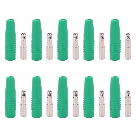 Green 4mm Female Banana Plug Bullet Connectors Pure Copper Nickel