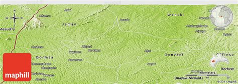 Physical Panoramic Map of Berekum