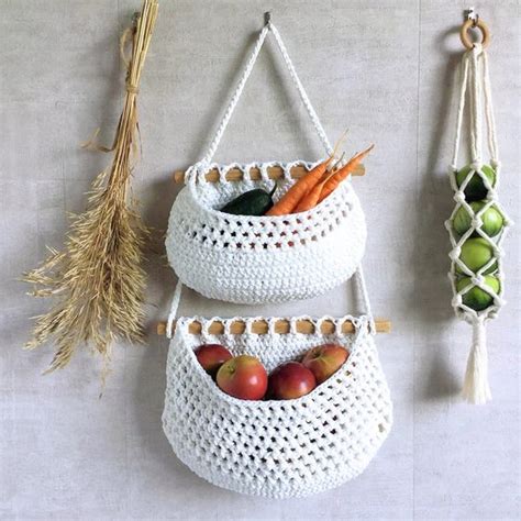 Paniers Suspendus Au Crochet Pour Fruits