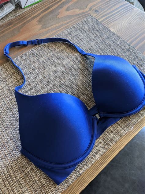 Victorias Secret Plunge Bra Blue Under Wire Padded Gem