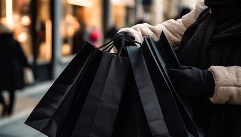 Jovem Mulher Segurando Sacola De Compras Na Boutique Da Cidade Gerada