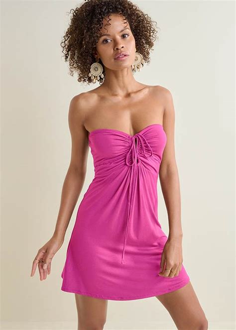 Casual Halter Dress In Fuchsia Venus